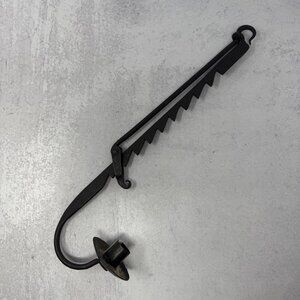 18th C Iron Trammel Single Candleholder cast Iron Sawtooth Antique 1700s Lightin